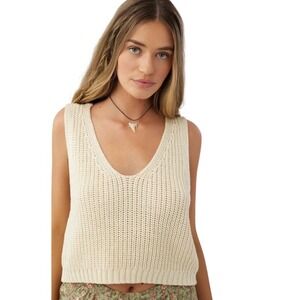 O'Neill Dorie Cream Open-Knit V-Neck Tank